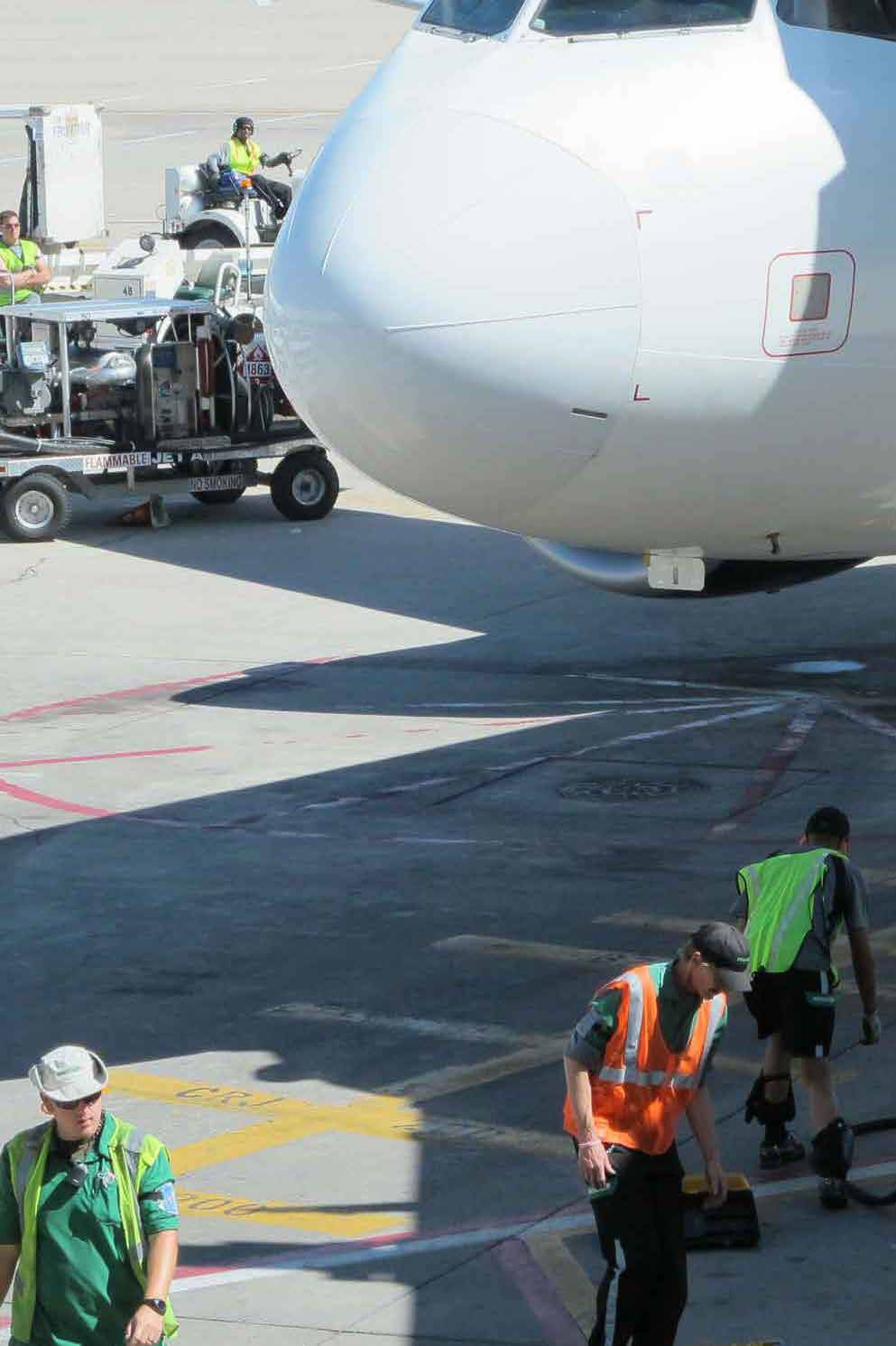 The Detroit gate area where the airline-rebooking story takes place